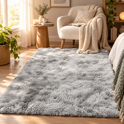 Plush Long-Pile Shag Rug – Soft Cozy Bedside Area Rug