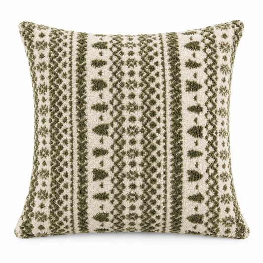 Vintage Olive Textured Geometric Pillow Cover – Cozy Home Decor