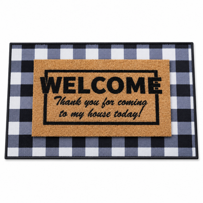 Layered Welcome Doormat Set – Buffalo Check Farmhouse Entryway Rug