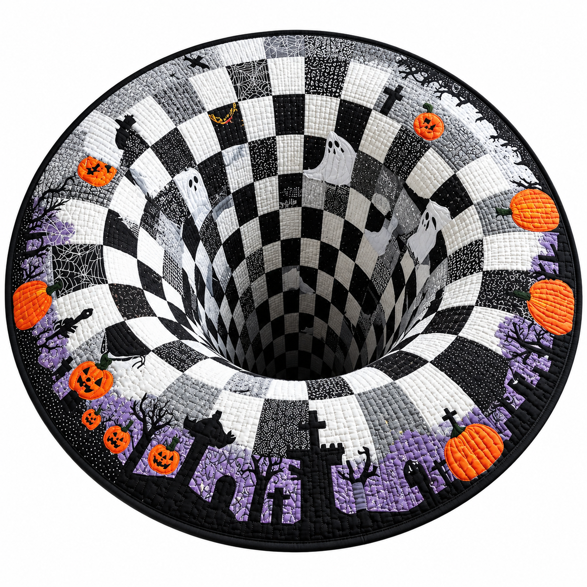 Halloween 3D Optical Illusion Round Rug – Spooky Seasonal Home Decor