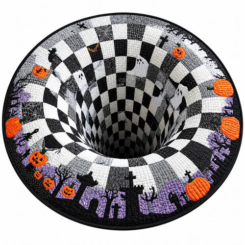Halloween 3D Optical Illusion Round Rug – Spooky Seasonal Home Decor