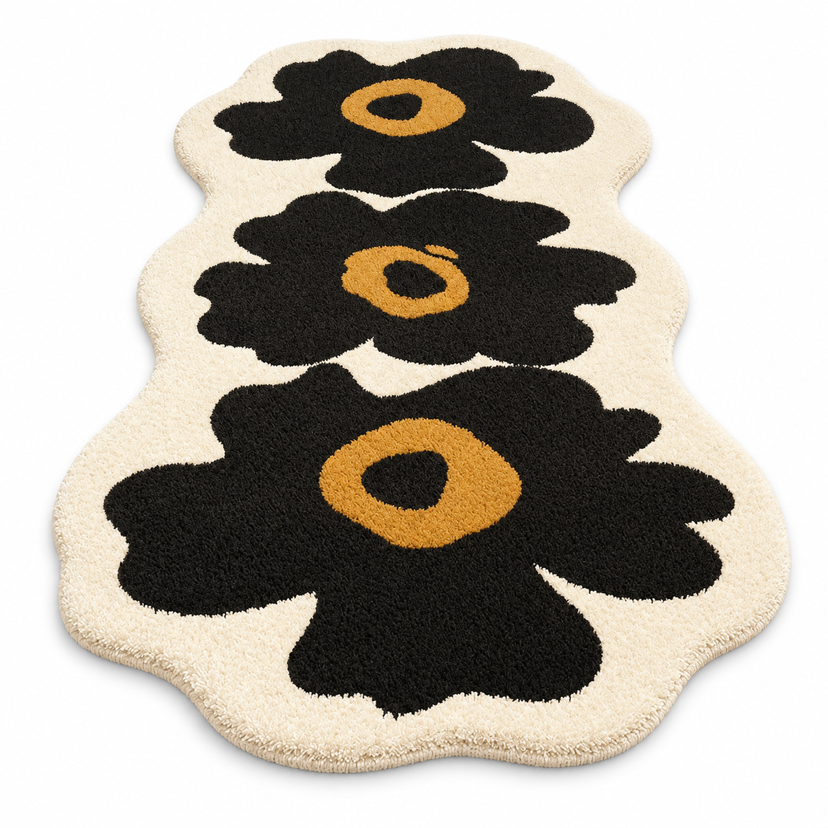 Retro Floral Shag Rug – Soft Wavy Accent Rug for Bedroom & Living Room