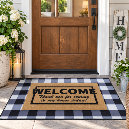 Layered Welcome Doormat Set – Buffalo Check Farmhouse Entryway Rug
